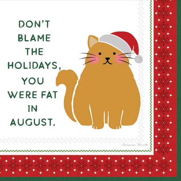 Fat Cat Christmas Paper Cocktail Napkins
