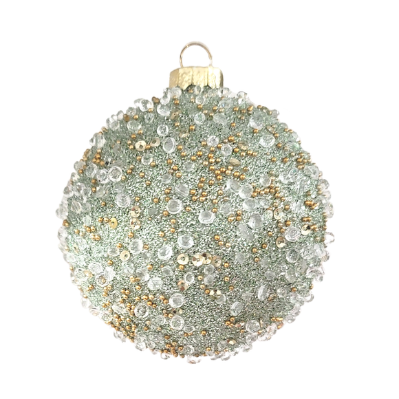 Seafoam Sparkle Glass Ornament