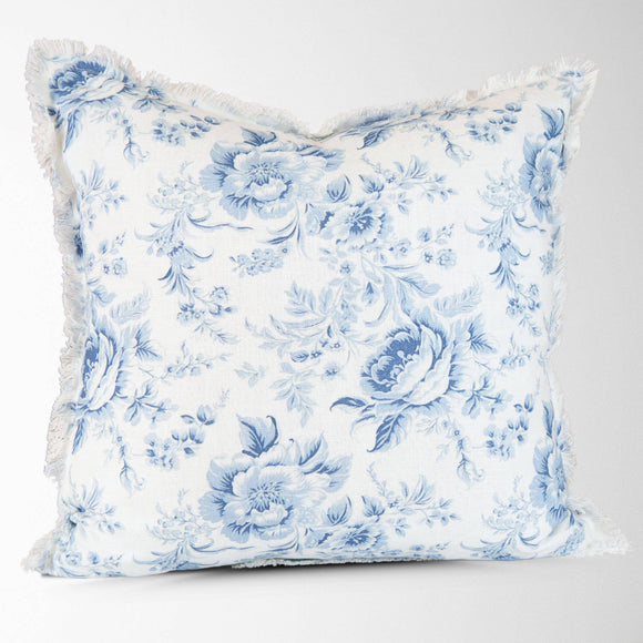 Charlotte Vintage French Floral Toile Throw Pillow