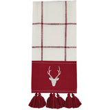 Reindeer Cheer Tassel Christmas Dish Towel