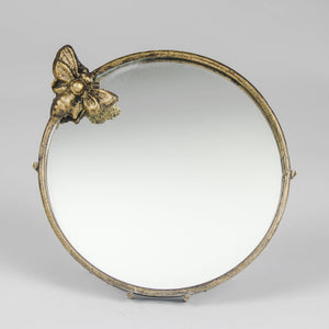 Juliette Antique Gold Round Bee Mirror