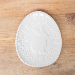 Embossed Floral Ceramic Bunny Plate