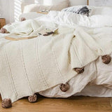 Paige Chenille Knit Pompom Blanket