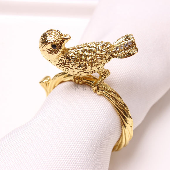 10 Pc Gold Plated Sparrow Napkin Ring Set
